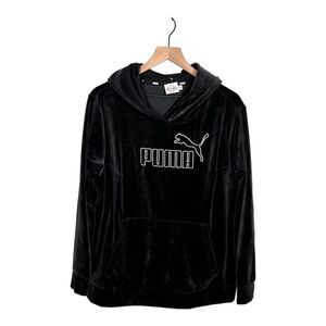 Puma Velour Hoodie Sweatshirt Women’s 1X Black NWT